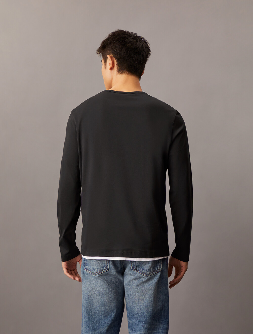 The Calvin 絲光棉圓領 T 恤, Black, hi-res