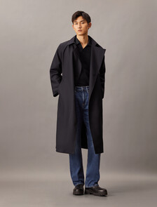 Textured Open Collar Knit Polo, Ck Black, hi-res