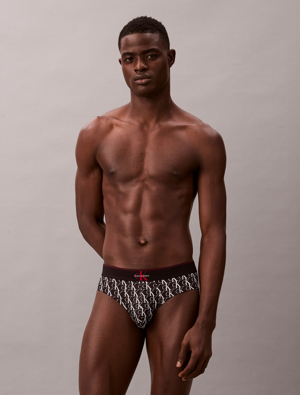 Graphic Monogram Microfiber Stretch Hip Brief, STEPPING LOGO BLACK, hi-res