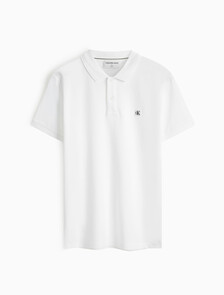 Ck 徽章修身光滑棉質 Polo 衫, Bright White, hi-res