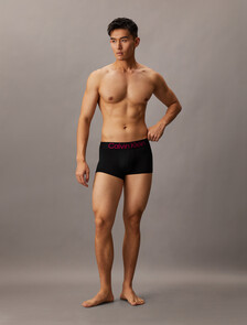 3 件套組對比標誌低腰平口內褲, black w high rise logo/black w petunia pink logo/b, hi-res