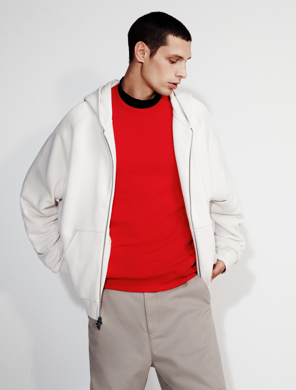 Lux Terry Crewneck Sweatshirt, Pantone Red, hi-res