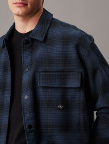 Oversized Checked Shirt Jacket, Black / Ink Check, hi-res