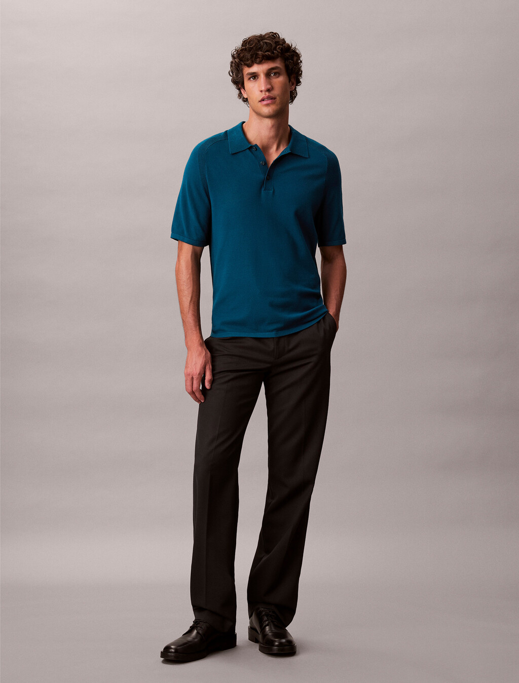 技術針織人造絲 Polo 衫, Deep Sea Teal, hi-res