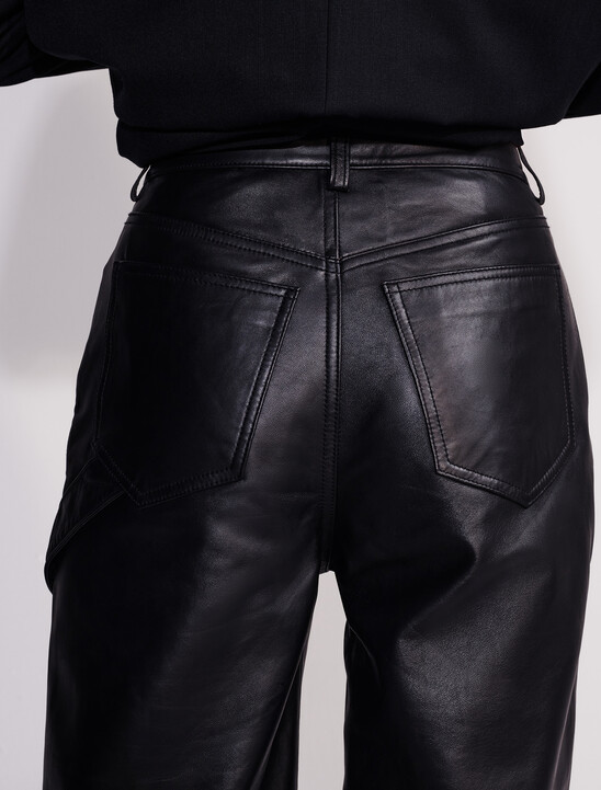 Leather Wide Leg Cargo Pants