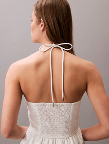 Cotton Twill Halter Dress, Blanc De Blanc, hi-res