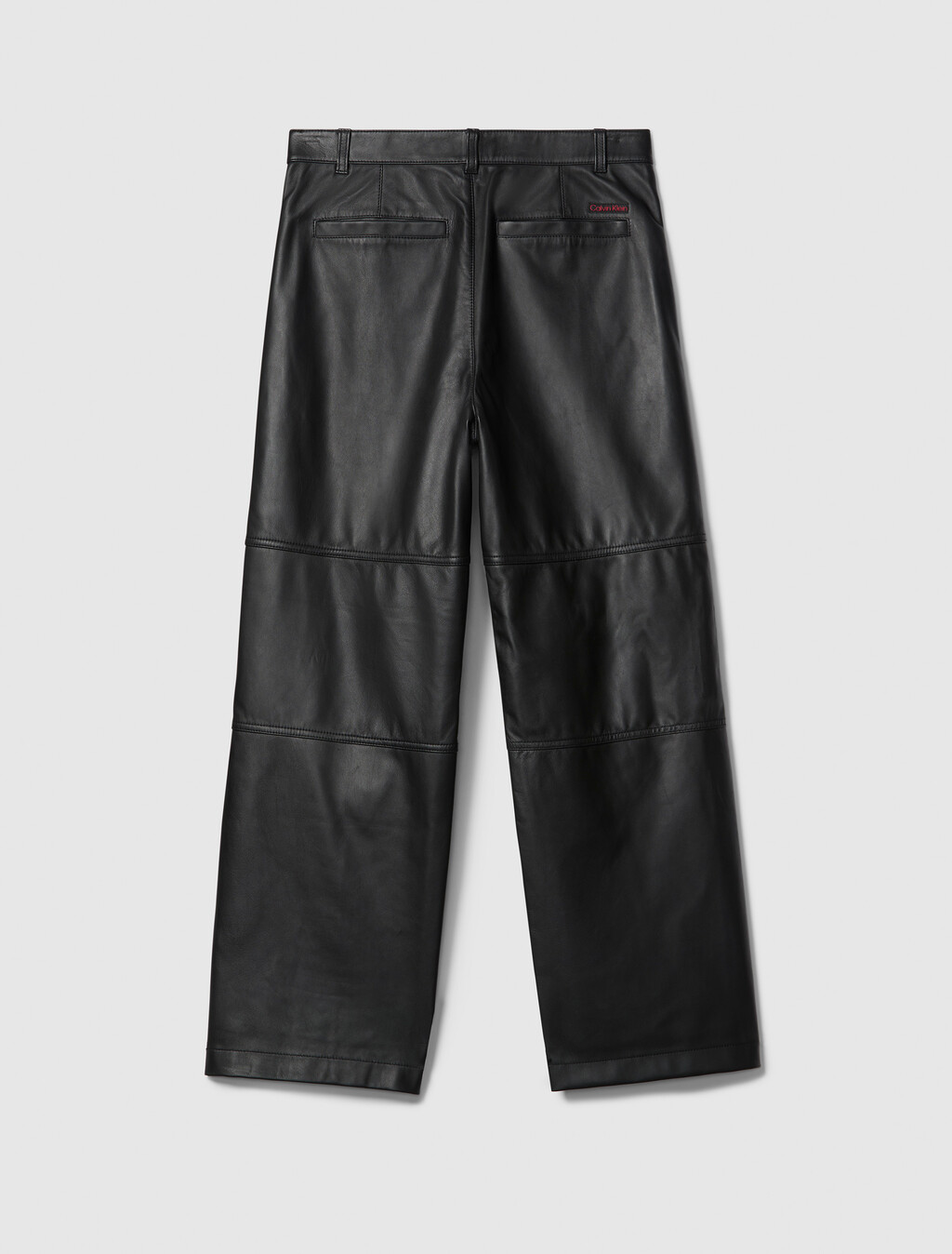 Leather Wide Leg Chinos, Black, hi-res