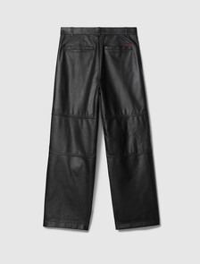 Leather Wide Leg Chinos, Black, hi-res