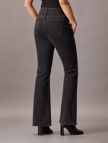 Italian Denim High Rise Flare Jeans, Denim Black, hi-res