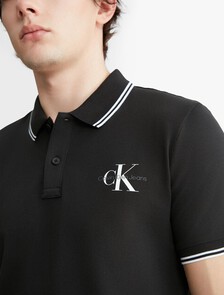 Monologo 標誌修身飾邊 Polo 衫, Ck Black, hi-res