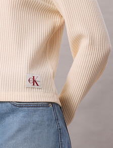 Long Sleeve Waffle T-shirt, Shortbread, hi-res