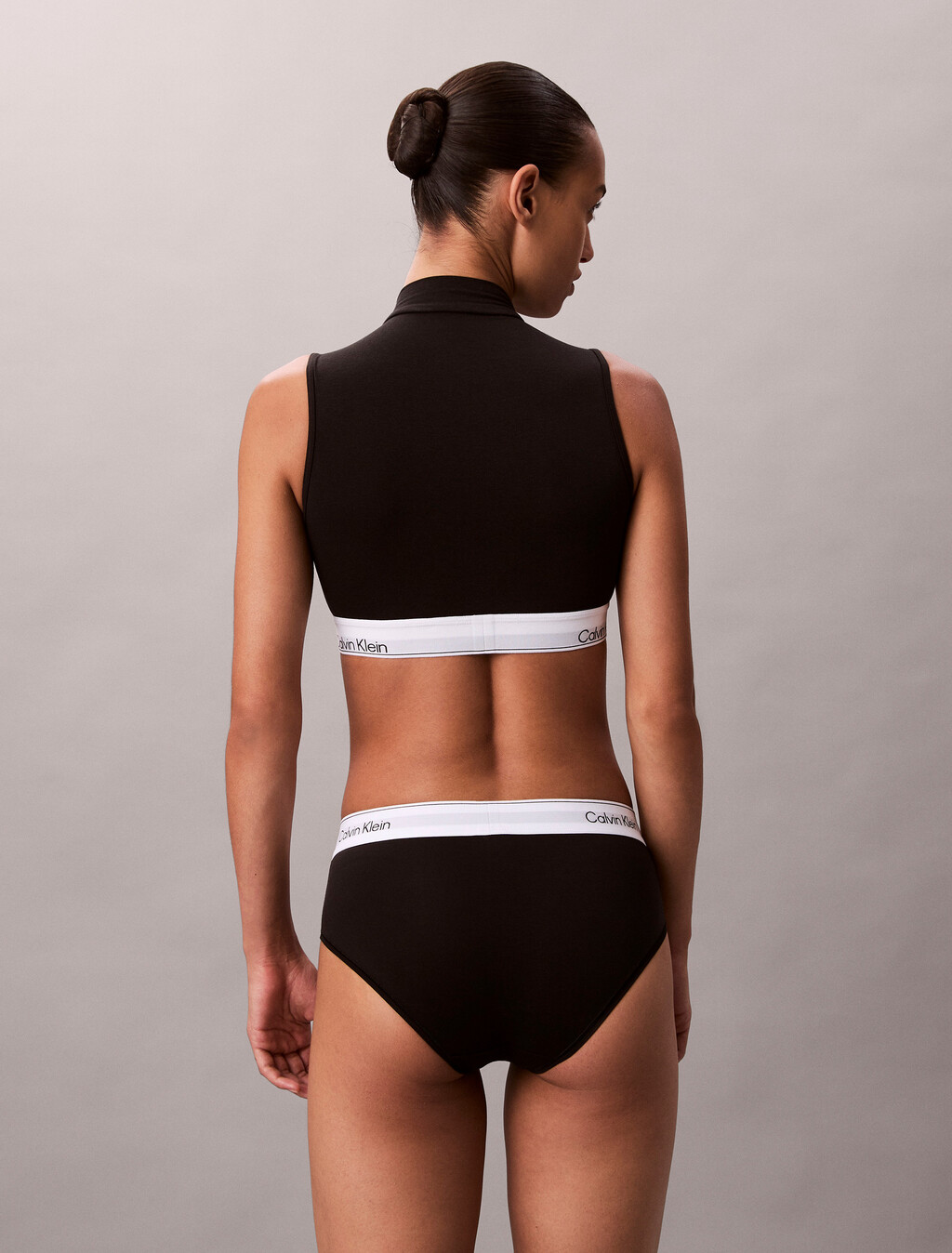 Lightly Lined Mockneck Bralette - Icon Cotton Modal, Black, hi-res