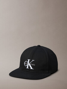 Monogram Flat Brim Cap, Black, hi-res