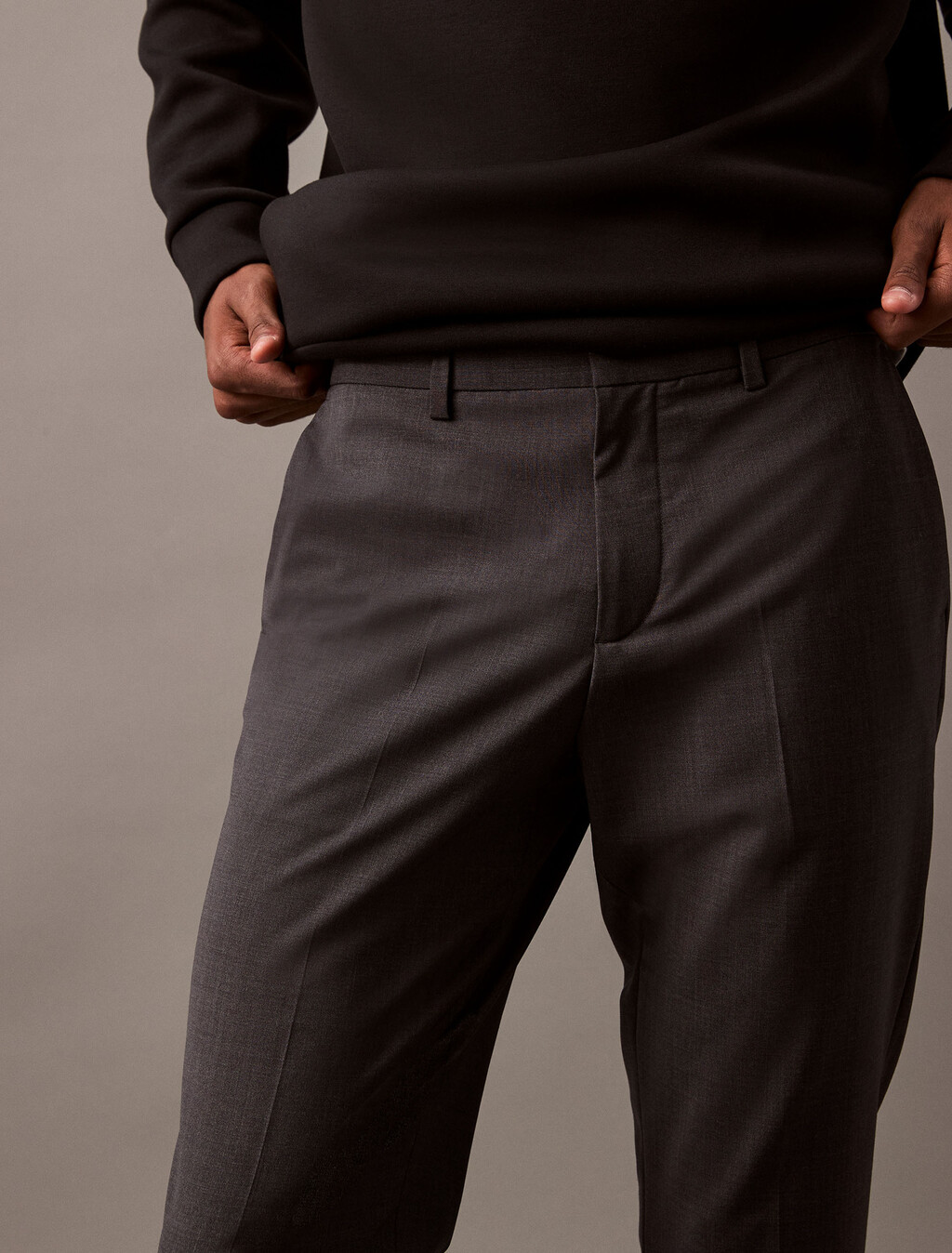 Refined Wool Blend Slim Trouser, Charcoal Heather, hi-res