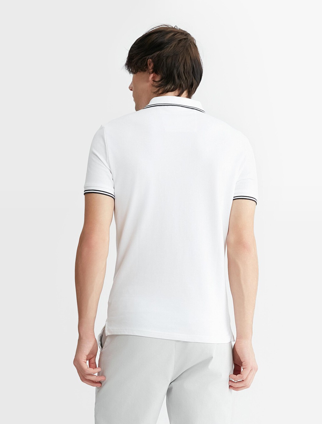 Monologo 標誌修身飾邊 Polo 衫, Bright White, hi-res