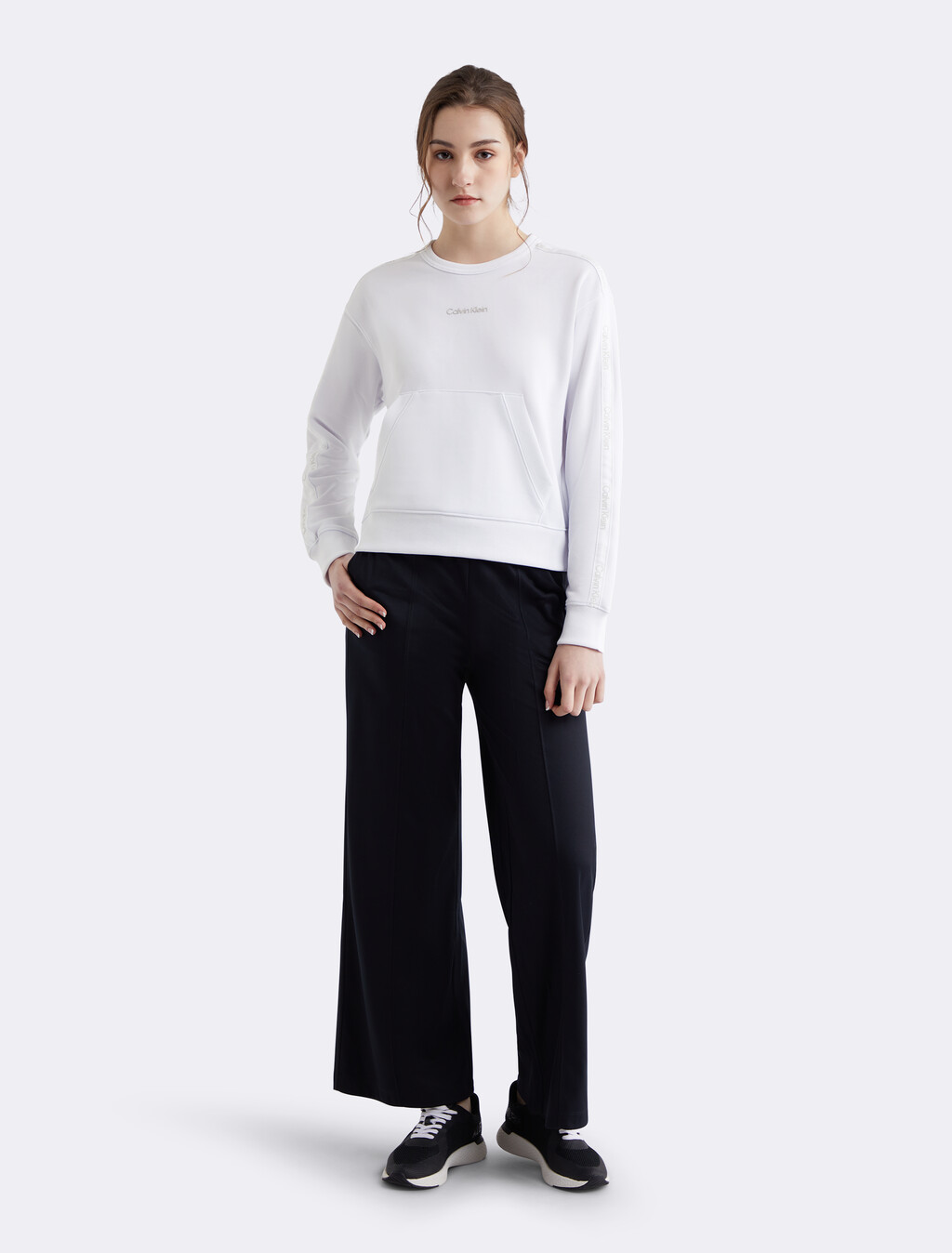 Cropped French Terry Sweatshirt, BRILLIANT WHITE, hi-res