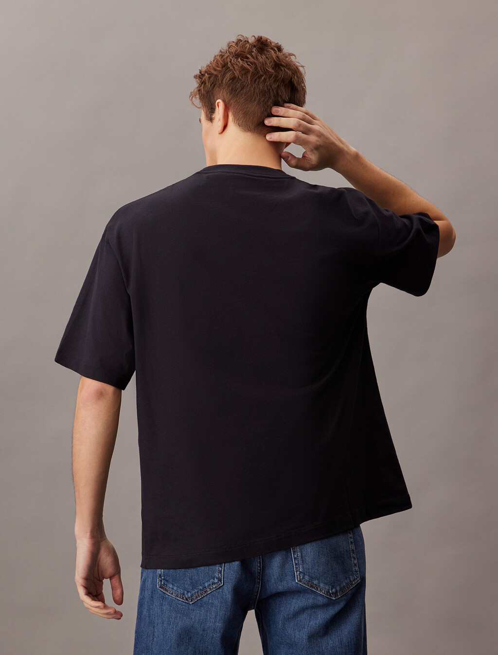 Calvin Logo Crew Neck Tee, Black Beauty, hi-res