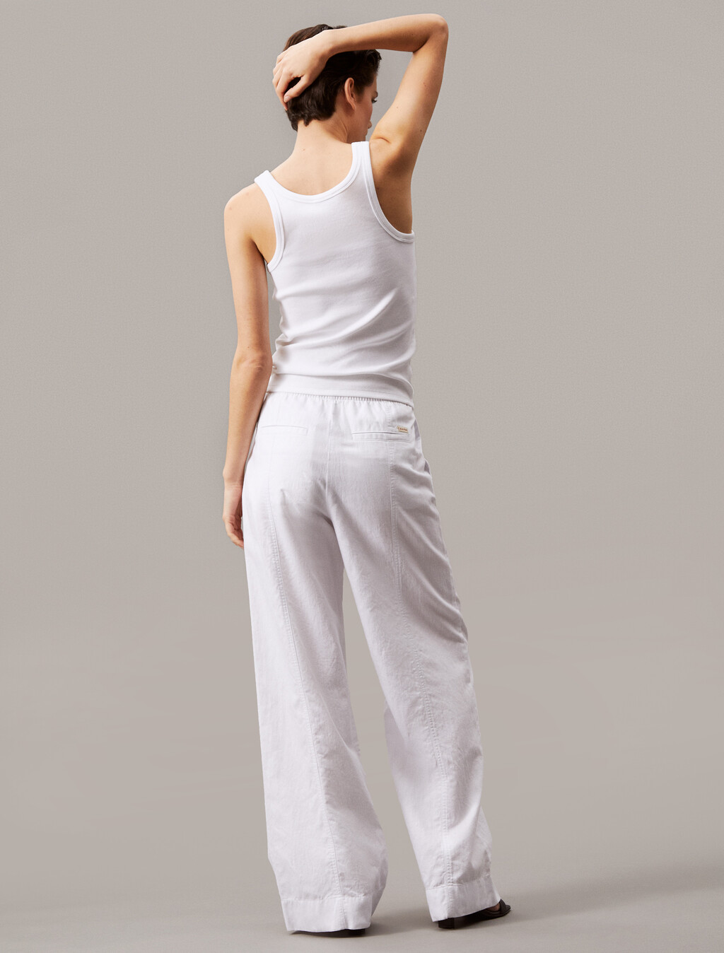 Ribbed Cotton Logo Tank Top, Brilliant White, hi-res