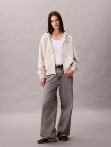 Monogram 棉質毛圈布連帽外套, Vanilla Heather, hi-res