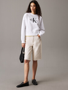 Monogram 短版運動衫, Brilliant White, hi-res