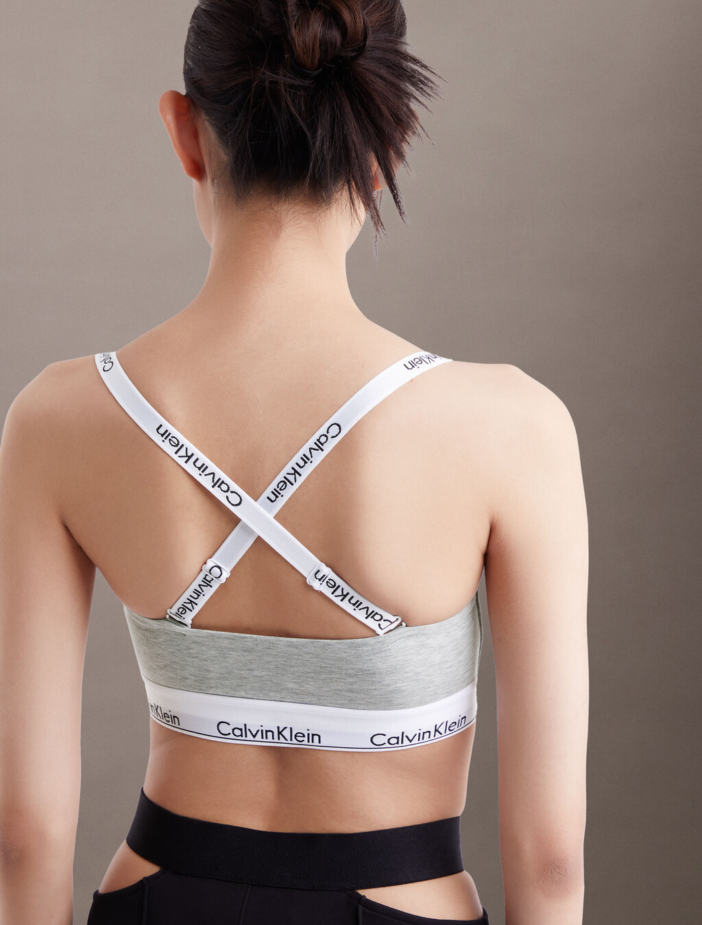 Modern Cotton Bandeau Bralette, Grey Heather, hi-res