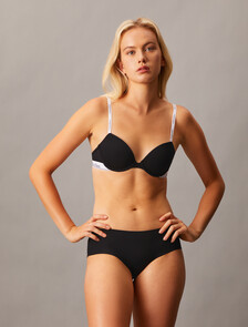 Icon Cotton Lightly Lined Demi Bra, Black, hi-res