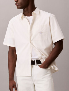 Washed Cotton Poplin Relaxed Shirt, Tofu, hi-res