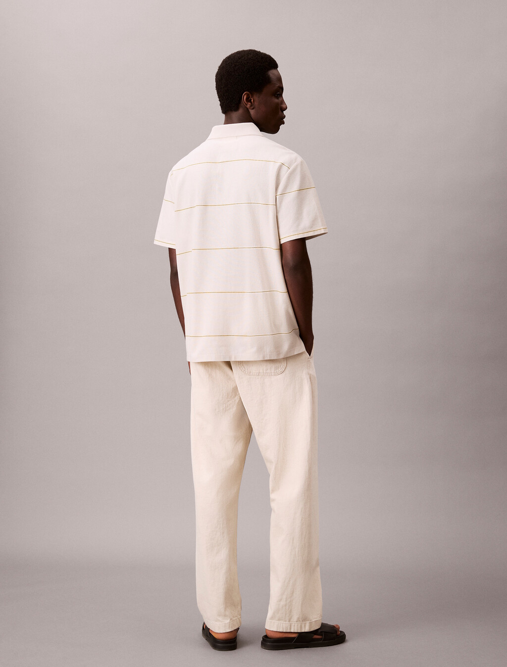 Textured Stripe Easy Polo Shirt, Moonstruck, hi-res