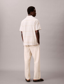 Textured Stripe Easy Polo Shirt, Moonstruck, hi-res