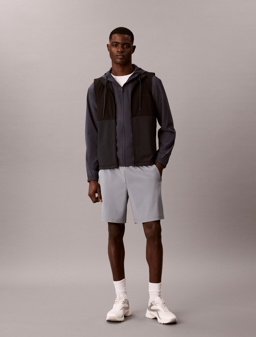 Water-Repellent Performance Gym Shorts, Grey Thunder, hi-res