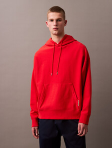 Oversized Sueded Terry Hoodie, Red Alert, hi-res