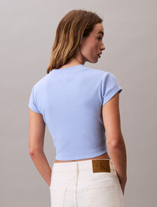 Monogram 標誌修身短版 T 恤, Moderate Blue, hi-res