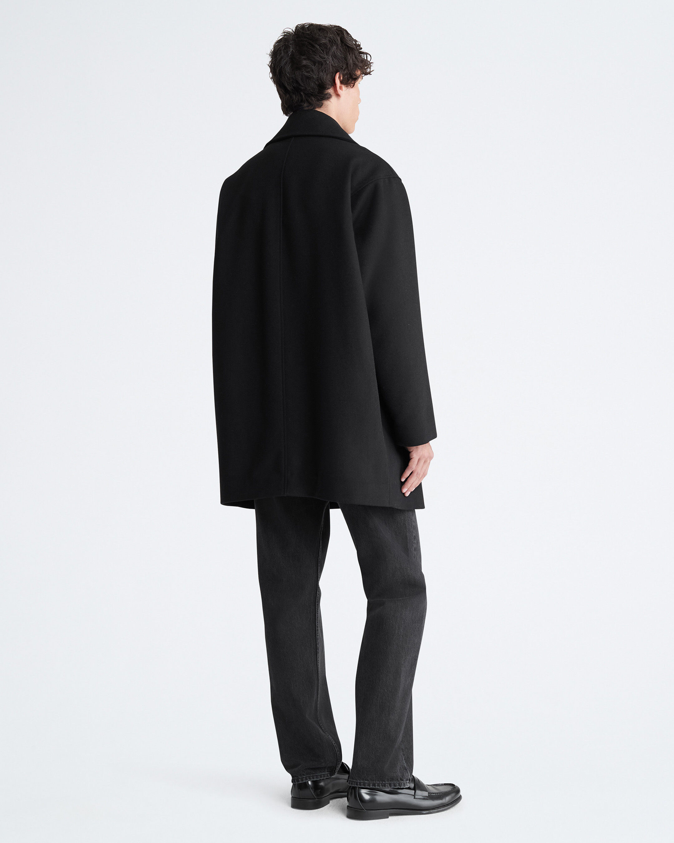 Wool blend double breasted peacoat clearance