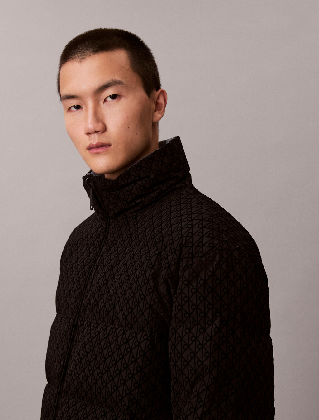 Allover Emblem Logo Reversible Puffer Jacket, Black, hi-res