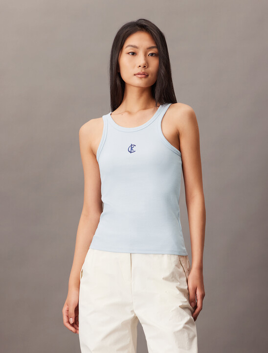 Ribbed Cotton Logo Tank Top