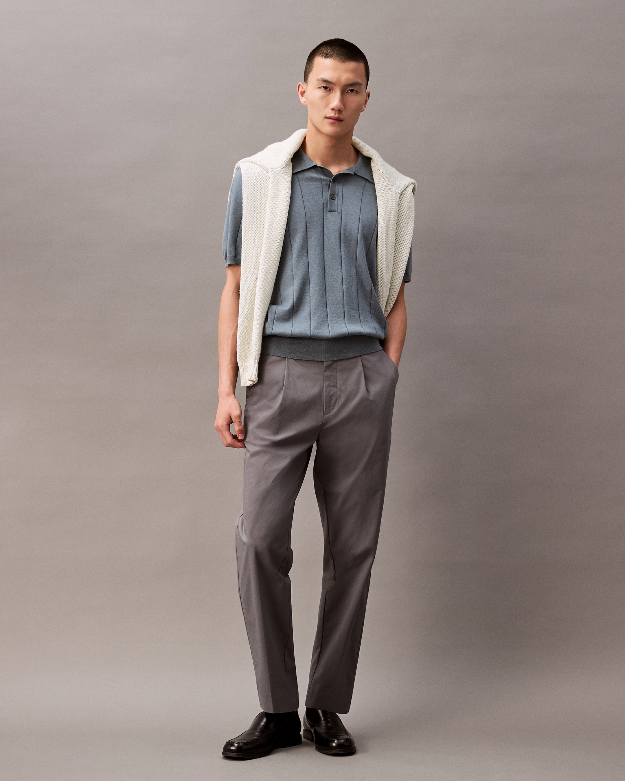 Tech Soft Touch Pleated Pants, Castlerock, hi-res