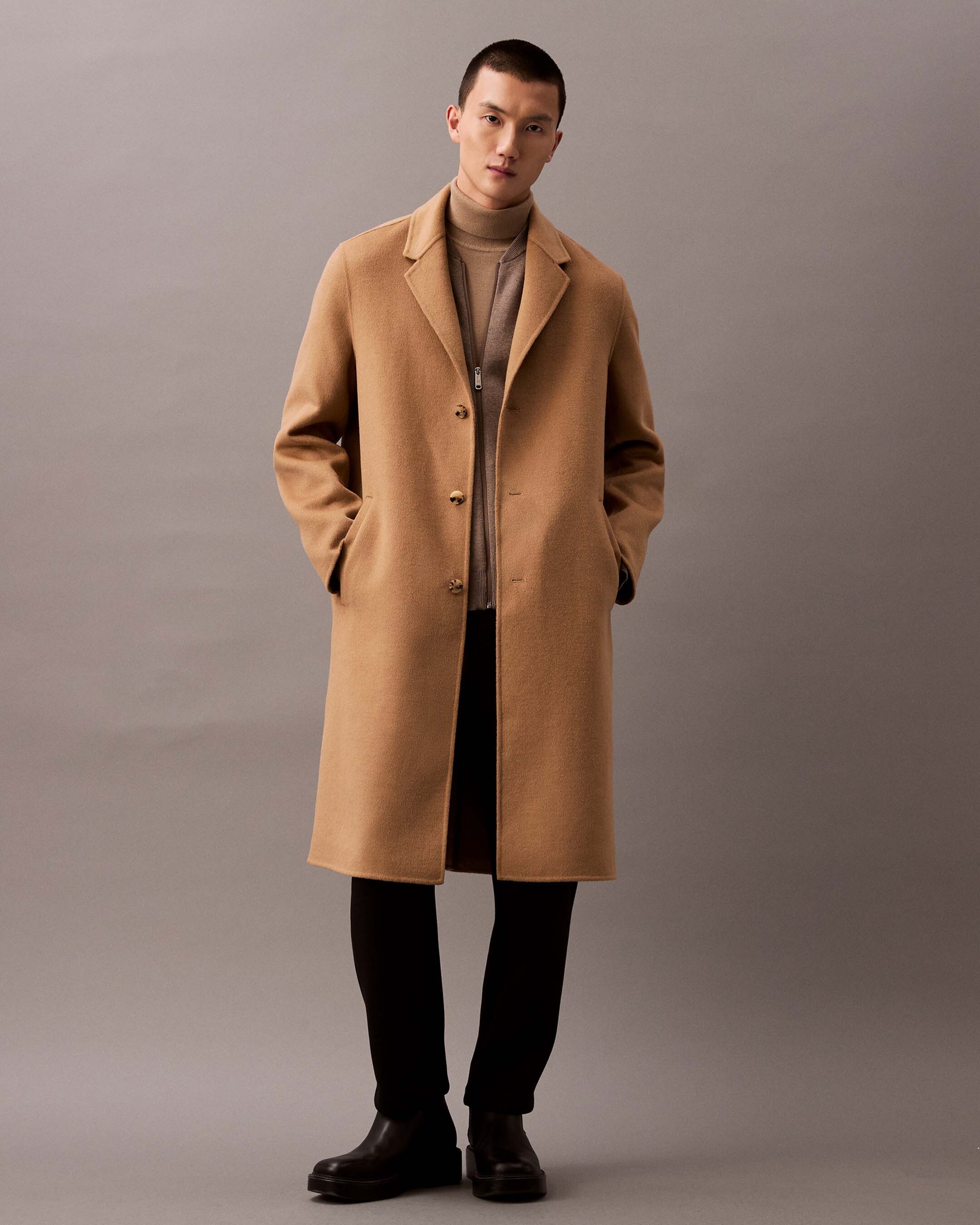 Wool Blend Overcoat | brown | Calvin Klein Taiwan